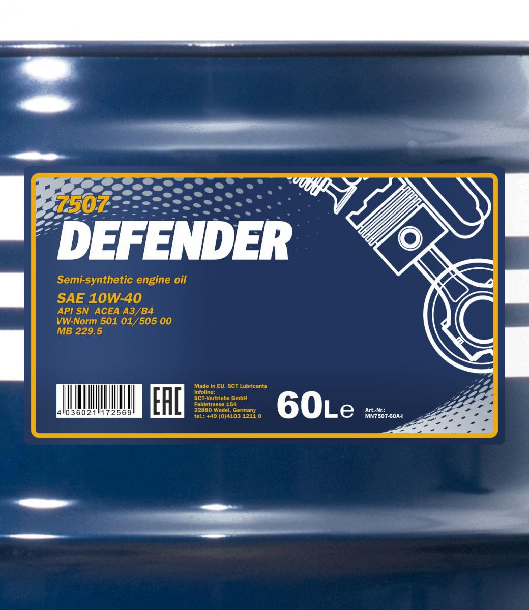 Mannol 7507 Defender 10W-40 teilsynthetisches Motoröl 60l Fass