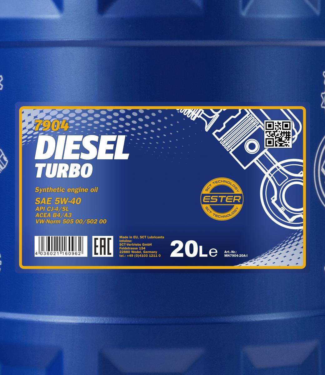 Mannol 7904 Diesel Turbo 5W-40 synthetisches Motoröl 20l Kanister