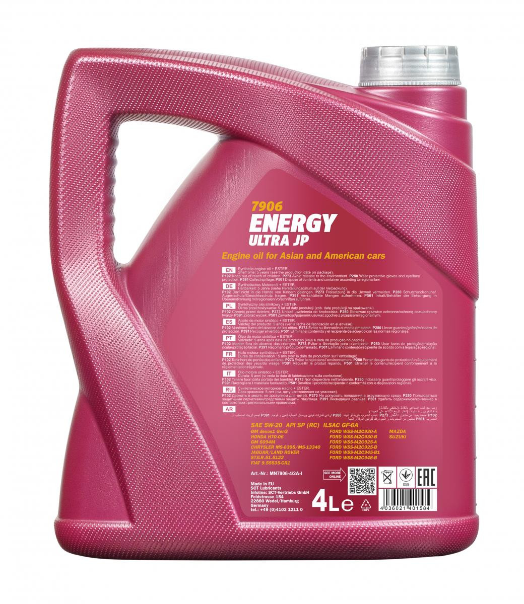 Mannol 7906 Energy Ultra JP 5W-20 synthetisches Motoröl 4l Kanister