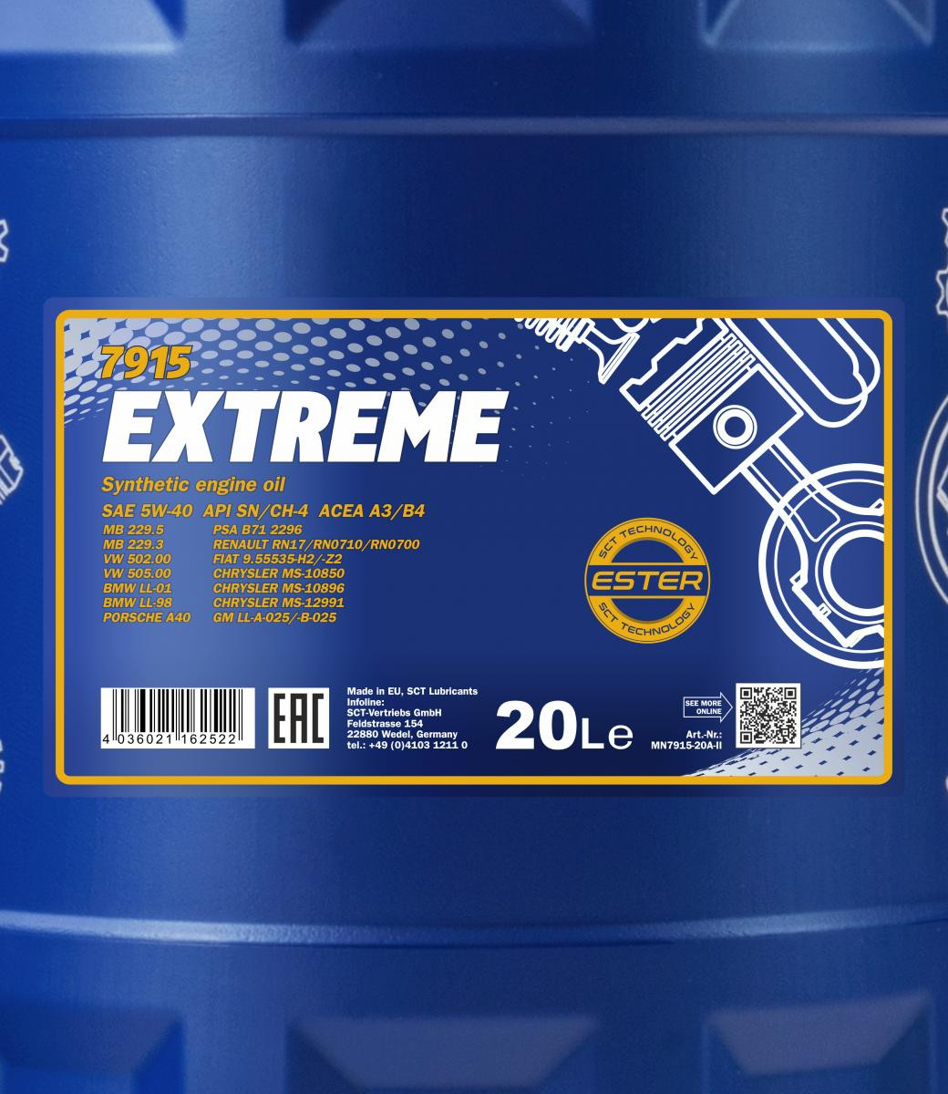 Mannol 7915 Extreme 5W-40 synthetisches Motoröl 20l Kanister