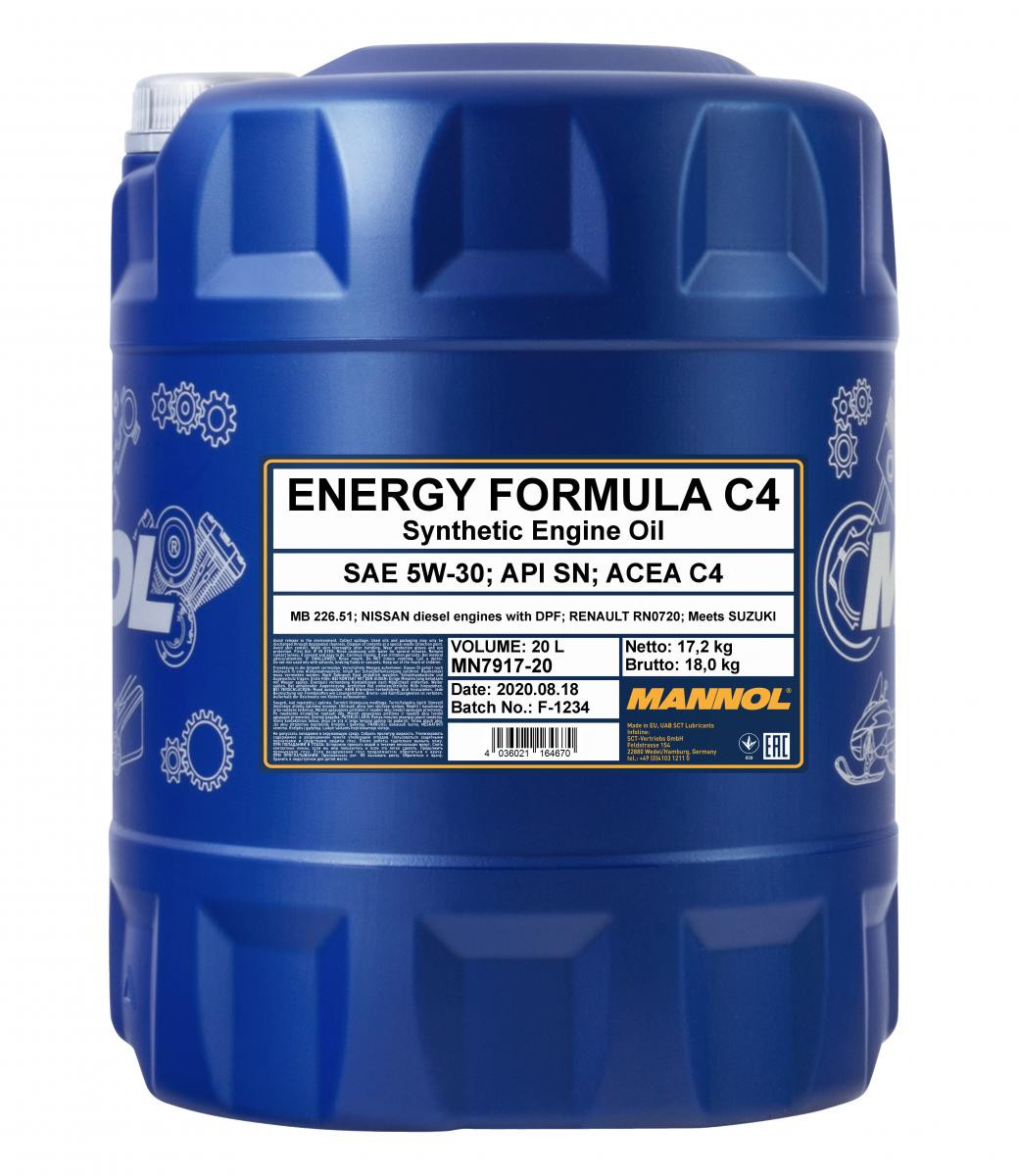 Mannol 7917 Energy Formula C4 5W-30 synthetisches Motoröl 20l Kanister