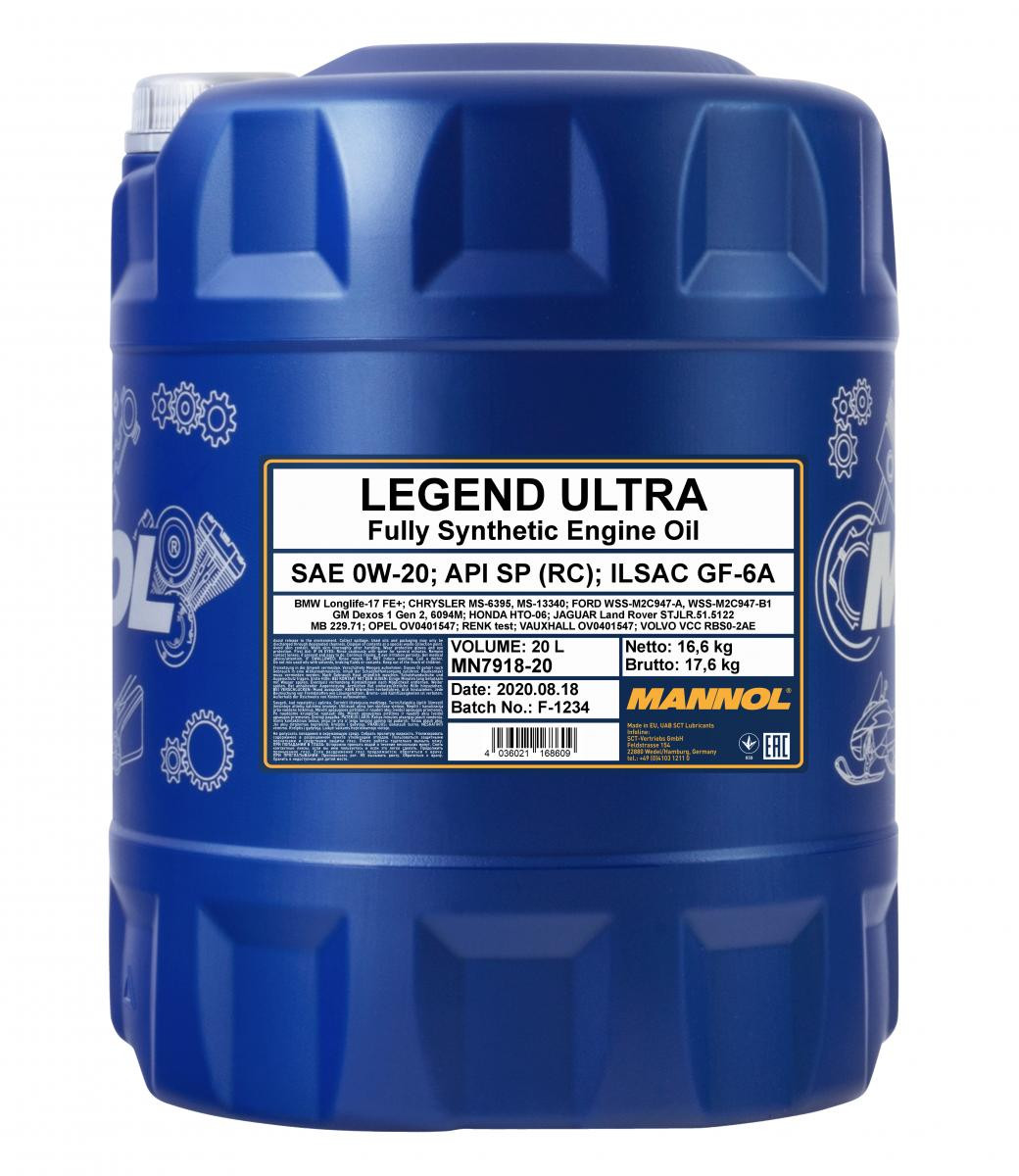 Mannol 7918 Legend Ultra 0W-20 synthetisches Motoröl 20l Kanister