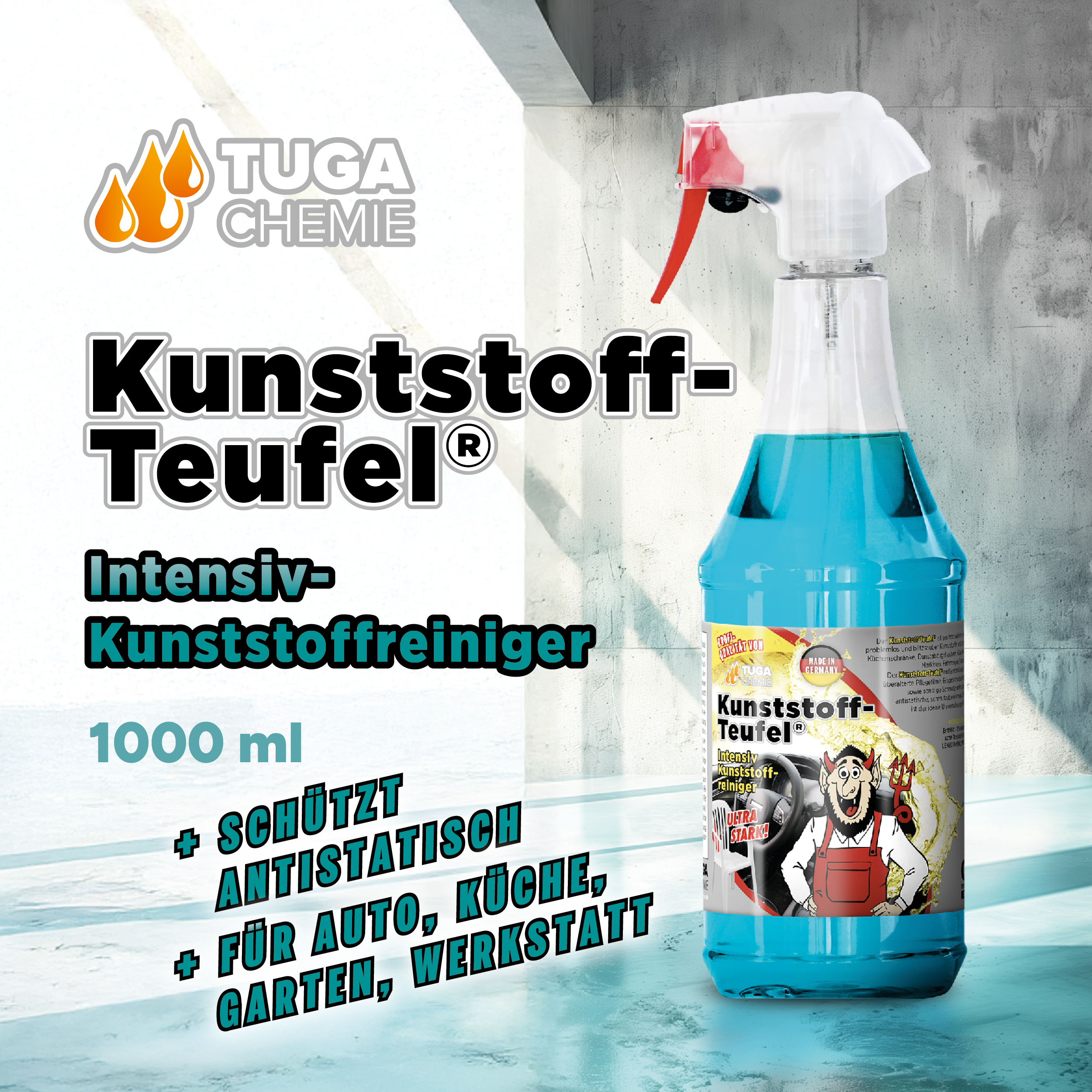Tuga Chemie - Kunststoff-Teufel (Entfernt (fast) alles auf Kunststoff) 1L Spraydose