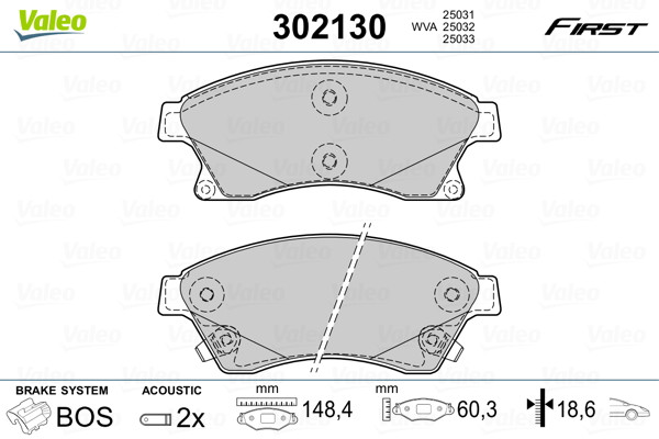 VALEO Bremsbelagsatz, Scheibenbremse