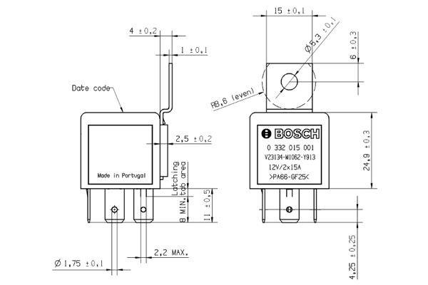 BOSCH Relais, Arbeitsstrom BOSCH Relais, Arbeitsstrom