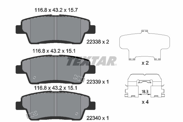 TEXTAR Bremsbelagsatz, Scheibenbremse