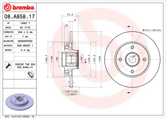 BREMBO Bremsscheibe BREMBO Bremsscheibe