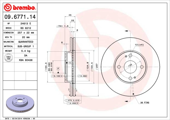 BREMBO Bremsscheibe BREMBO Bremsscheibe