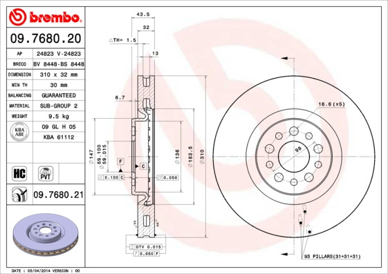 BREMBO Bremsscheibe BREMBO Bremsscheibe