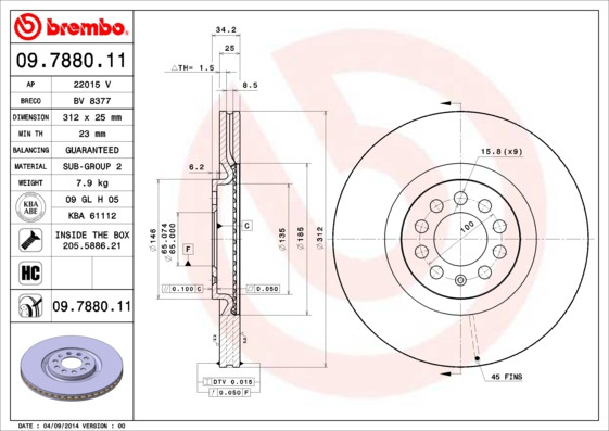 BREMBO Bremsscheibe BREMBO Bremsscheibe