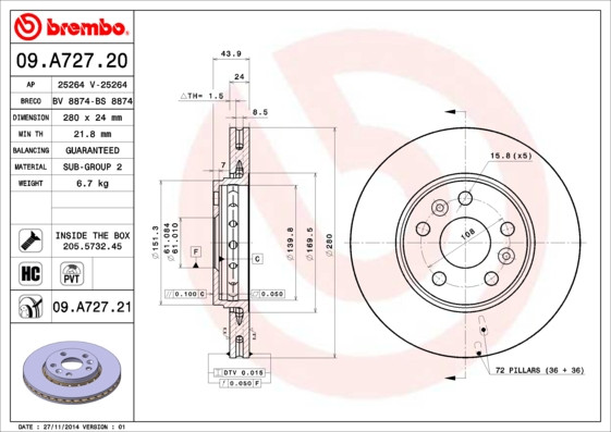 BREMBO Bremsscheibe BREMBO Bremsscheibe