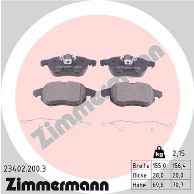 ZIMMERMANN Bremsbelagsatz, Scheibenbremse