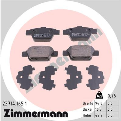 ZIMMERMANN Bremsbelagsatz, Scheibenbremse