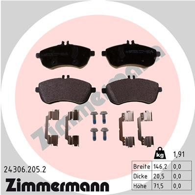 ZIMMERMANN Bremsbelagsatz, Scheibenbremse
