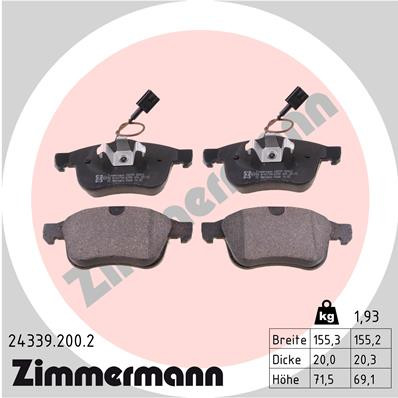 ZIMMERMANN Bremsbelagsatz, Scheibenbremse