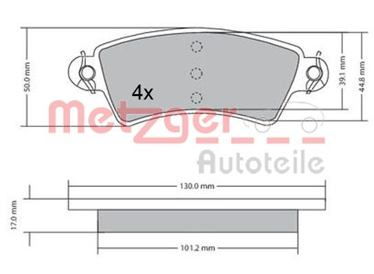 METZGER Bremsbelagsatz, Scheibenbremse