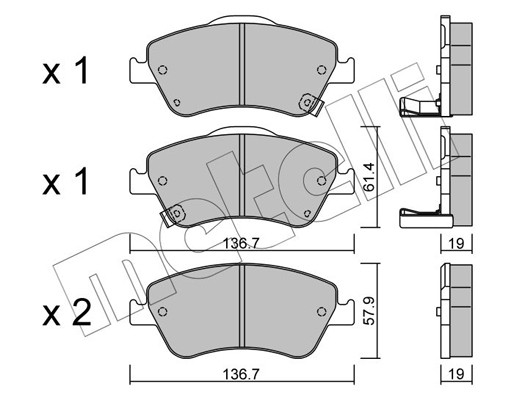 METELLI Bremsbelagsatz, Scheibenbremse