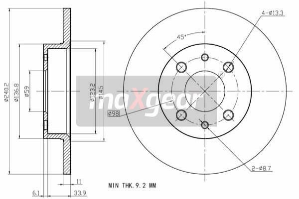 MAXGEAR Bremsscheibe