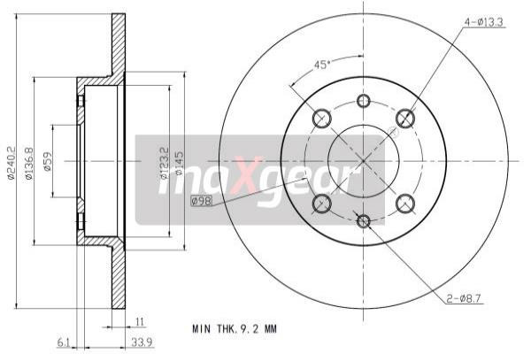MAXGEAR Bremsscheibe