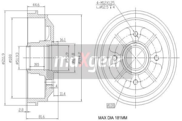 MAXGEAR Bremstrommel